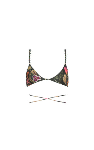 Magia Habitat embellished floral-print recycled bikini top