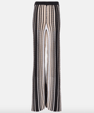 Striped cotton-blend straight pants
