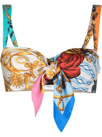 mix-print silk bralette