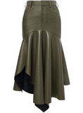 panelled fishtail green skirt