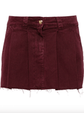 Burgundy denim mini skirt