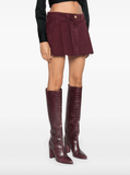 Burgundy denim mini skirt