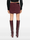 Burgundy denim mini skirt