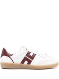 EF Leather Sneakers in white and burgundy