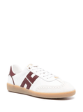 EF Leather Sneakers in white and burgundy