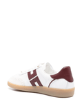 EF Leather Sneakers in white and burgundy