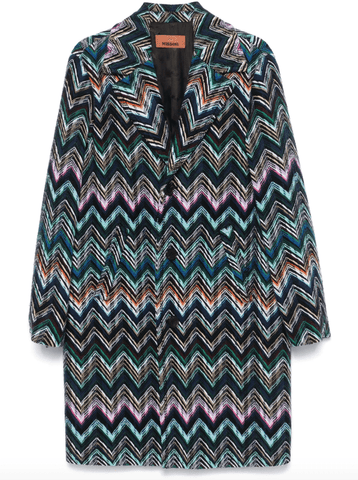 chevron-knit coat