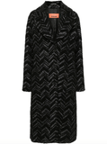 chevron bouclé coat in black