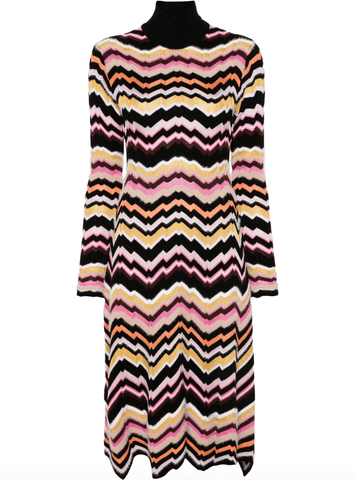 zigzag-detail midi dress