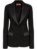 chevron-knit blazer in black