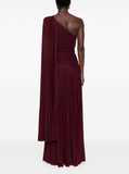 one-shoulder burgundy maxi dress