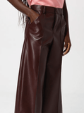 Coffee-brown wide-leg trousers