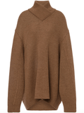 high-neck brown jumper