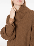 high-neck brown jumper