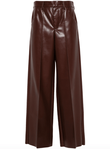 Coffee-brown wide-leg trousers