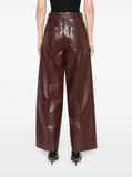 Coffee-brown wide-leg trousers