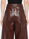 Coffee-brown wide-leg trousers