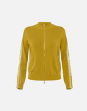 Yellow cardigan w/ contrasting bands