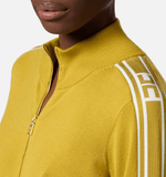 Yellow cardigan w/ contrasting bands