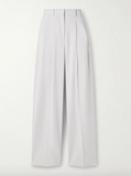 Pleated crepe wide-leg pants