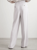 Pleated crepe wide-leg pants