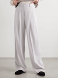 Pleated crepe wide-leg pants