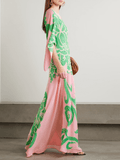 Printed pink and green maxi dress