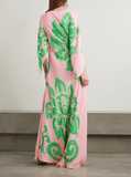 Printed pink and green maxi dress