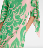 Printed pink and green maxi dress