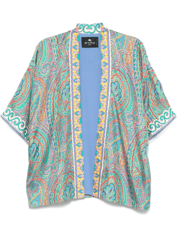 paisley-print open-front jacket