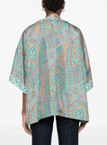 paisley-print open-front jacket