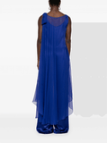 cape-detail jumpsuit in electric blue
