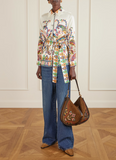Belted Kaftan with placed Floral Paisley Print