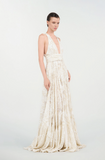 Long Dress with Ornamental Motif White