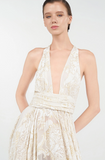 Long Dress with Ornamental Motif White
