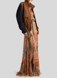 Silk shirt with ruffles and paisley motif
