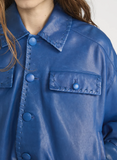 Leather bubble blue jacket