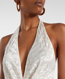 White Jumpsuit with Serpentine Print