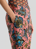 Jacquard flared trousers with floral motif