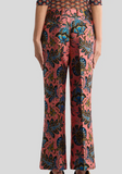 Jacquard flared trousers with floral motif