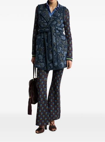 Long bouclé jacquard waistcoat