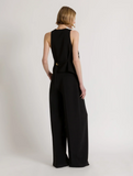 Tailored vest with multicolor floral embroidery