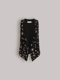 Tailored vest with multicolor floral embroidery