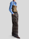 Stretch wool trousers with check motif