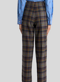 Stretch wool trousers with check motif