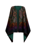 Reversible wool cape with degradé paisley motif