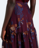 Silk maxi skirt with flowers print