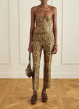 Jacquard corset top with floral medallion motif