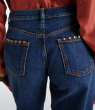 Straight-leg jeans with studs