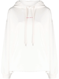 logo-print cotton hoodie in white